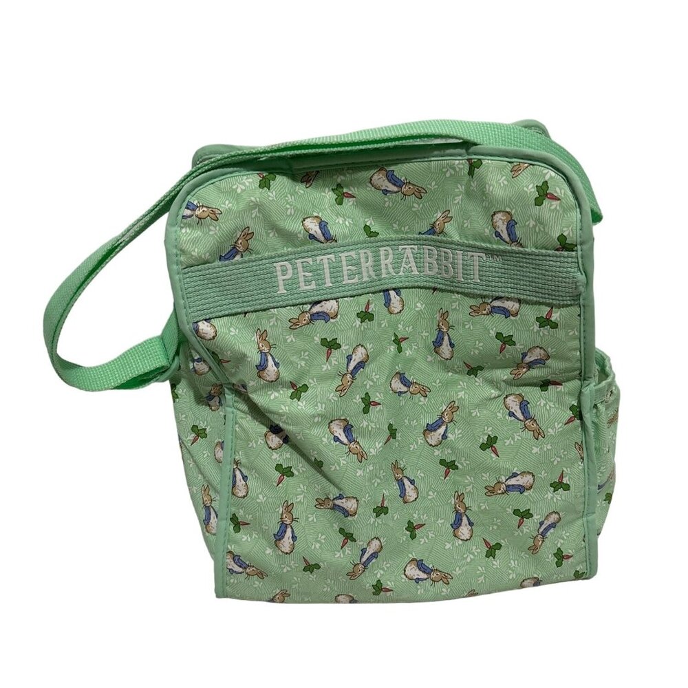 Vintage Peter Rabbit Green Diaper Bag Small Insulated Pockets 12" x 10"